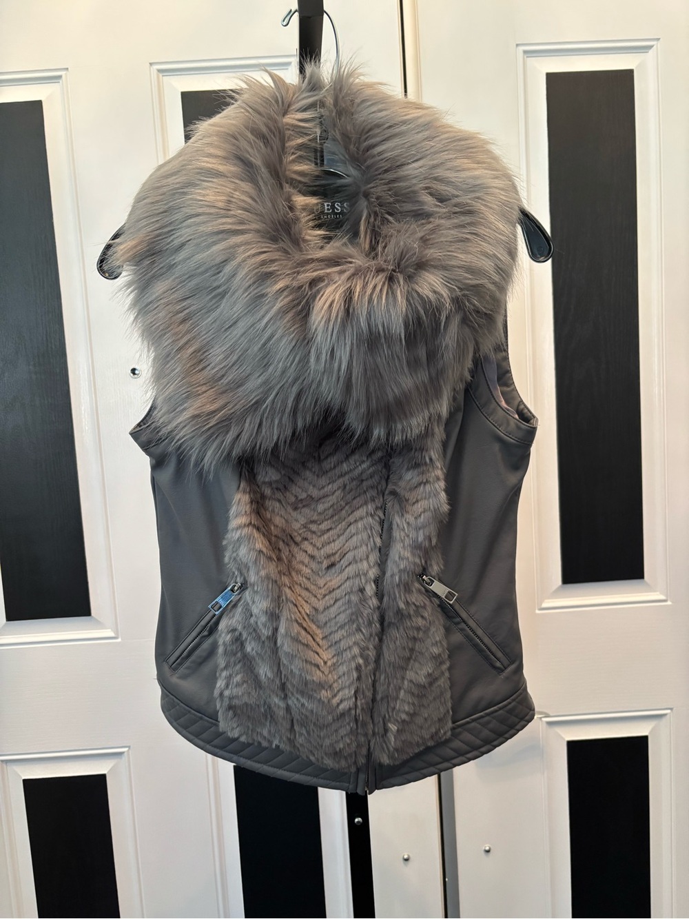 GUESS L.A faux-leather motto/biker vest. Lace  up Corset. XS NWOT $95.